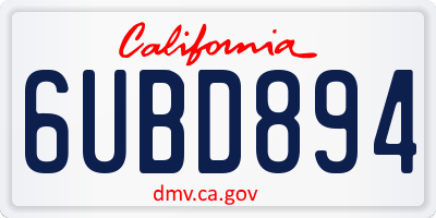 CA license plate 6UBD894