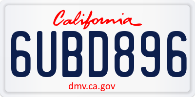 CA license plate 6UBD896