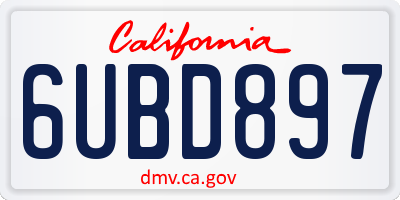 CA license plate 6UBD897