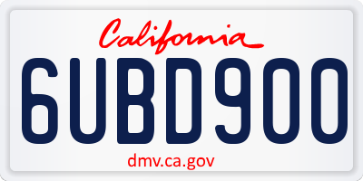 CA license plate 6UBD900