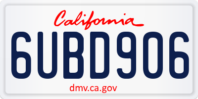 CA license plate 6UBD906