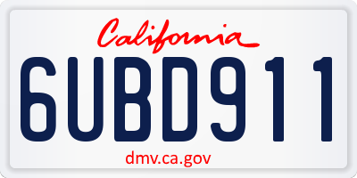 CA license plate 6UBD911