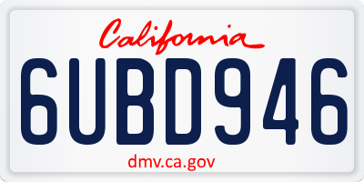CA license plate 6UBD946