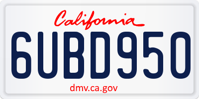 CA license plate 6UBD950