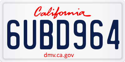 CA license plate 6UBD964