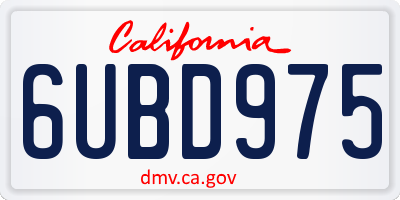 CA license plate 6UBD975