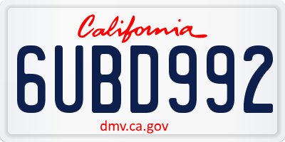 CA license plate 6UBD992
