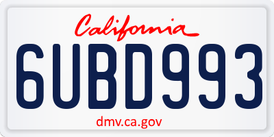 CA license plate 6UBD993