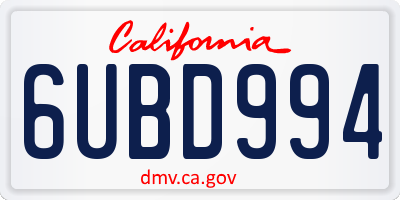 CA license plate 6UBD994