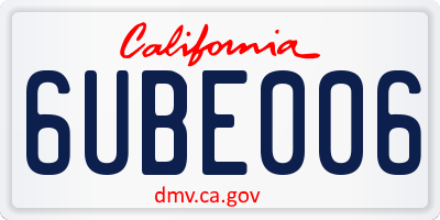 CA license plate 6UBE006