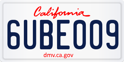 CA license plate 6UBE009