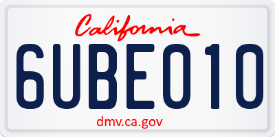 CA license plate 6UBE010