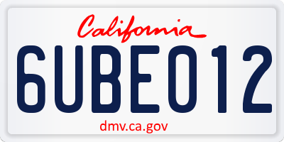 CA license plate 6UBE012