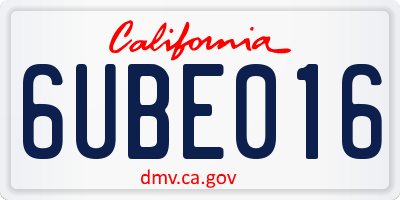 CA license plate 6UBE016