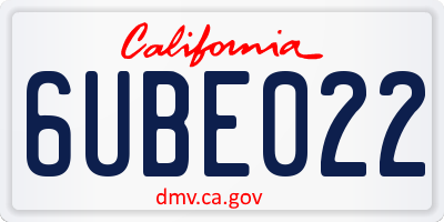 CA license plate 6UBE022
