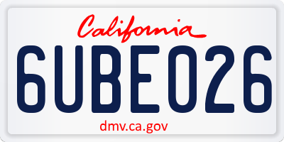 CA license plate 6UBE026