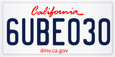 CA license plate 6UBE030