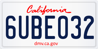 CA license plate 6UBE032