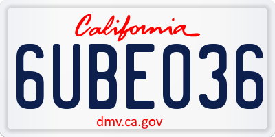 CA license plate 6UBE036