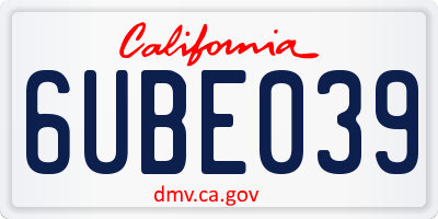 CA license plate 6UBE039