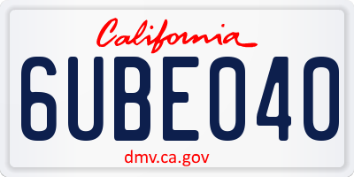 CA license plate 6UBE040