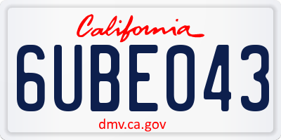 CA license plate 6UBE043