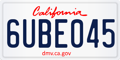 CA license plate 6UBE045