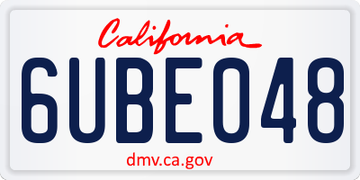 CA license plate 6UBE048