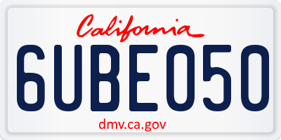 CA license plate 6UBE050