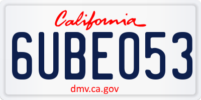 CA license plate 6UBE053