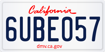 CA license plate 6UBE057