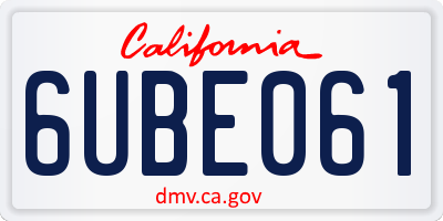 CA license plate 6UBE061