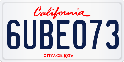 CA license plate 6UBE073