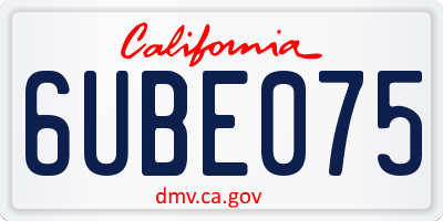 CA license plate 6UBE075