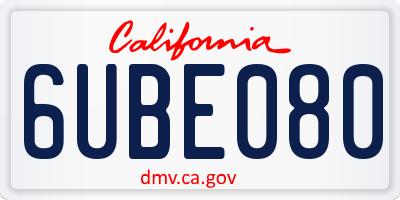 CA license plate 6UBE080