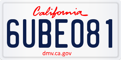 CA license plate 6UBE081