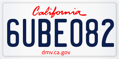 CA license plate 6UBE082