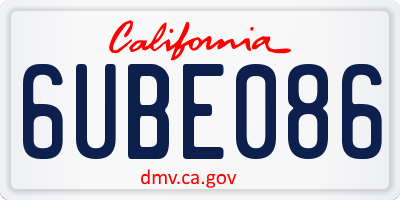 CA license plate 6UBE086