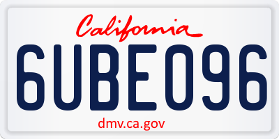 CA license plate 6UBE096