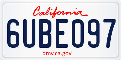 CA license plate 6UBE097