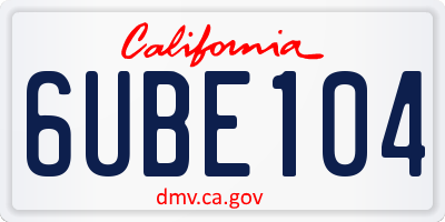 CA license plate 6UBE104