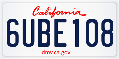 CA license plate 6UBE108