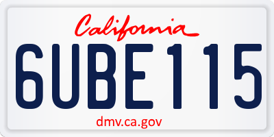 CA license plate 6UBE115