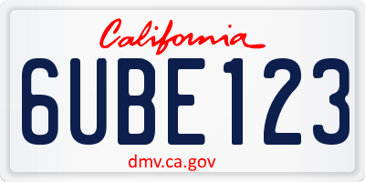 CA license plate 6UBE123