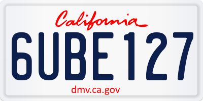 CA license plate 6UBE127