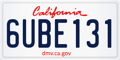 CA license plate 6UBE131