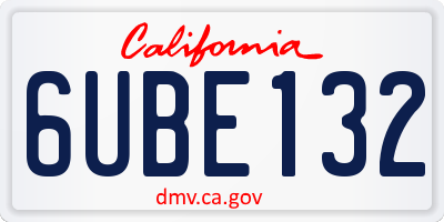 CA license plate 6UBE132