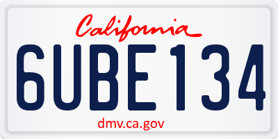 CA license plate 6UBE134