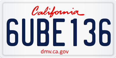 CA license plate 6UBE136