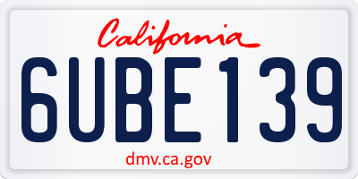 CA license plate 6UBE139